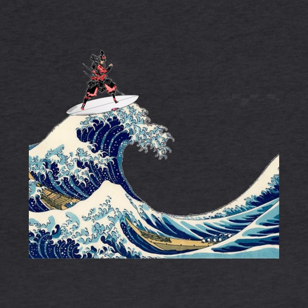 Samurai fight and ride the great wave by erterfed